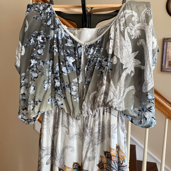 Soft Surroundings Floral Paisley Flare Maxi Cold Shoulder Dress Size Small - Picture 5 of 14